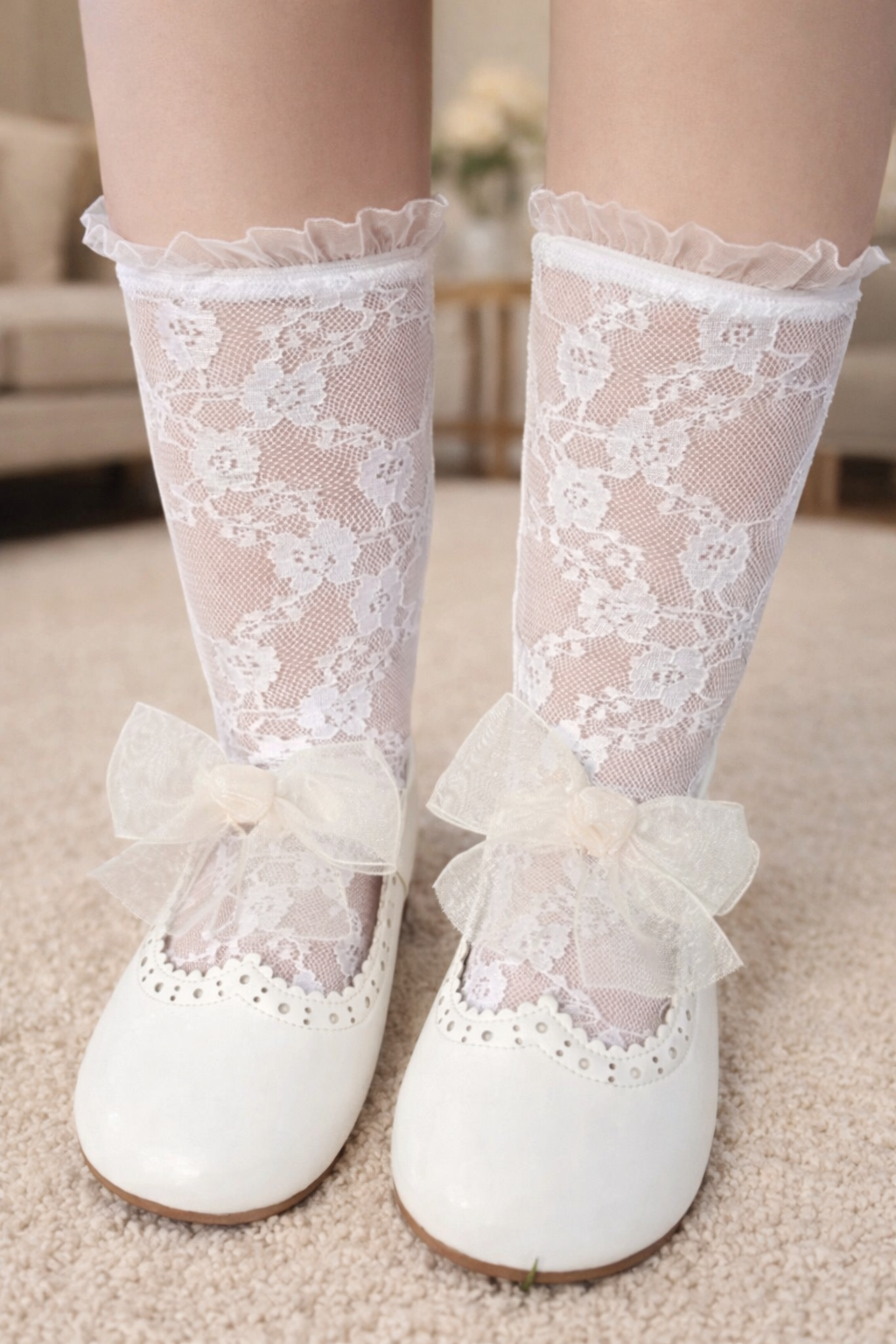 ÇORAPE RRJETË ELEGANTE ME DETAJE DANTELLE PËR VAJZA