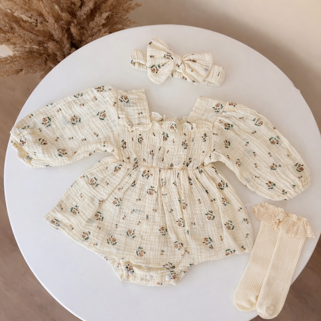 SET ELEGANT FLORAL PËR VAJZA – STIL I ËMBËL