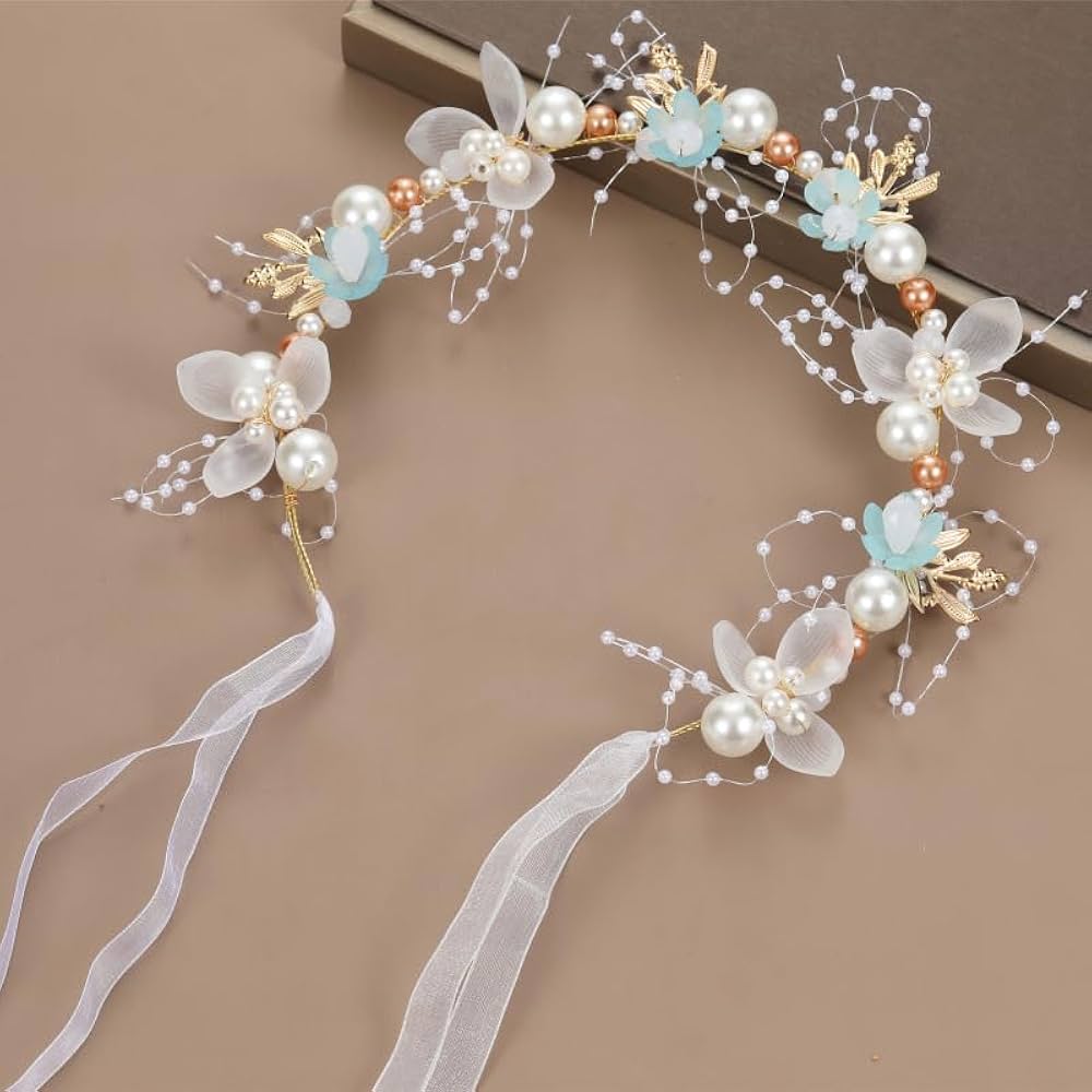 KURORA ME PERLA DHE LULE NE NGJYREN BABY BLU TË LEHTË – STIL ELEGANT